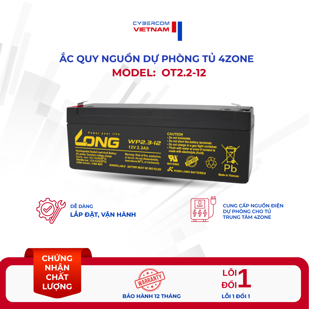 Ắc quy nguồn dự phòng cho tủ trung tâm 4 Zone OT2-2-12